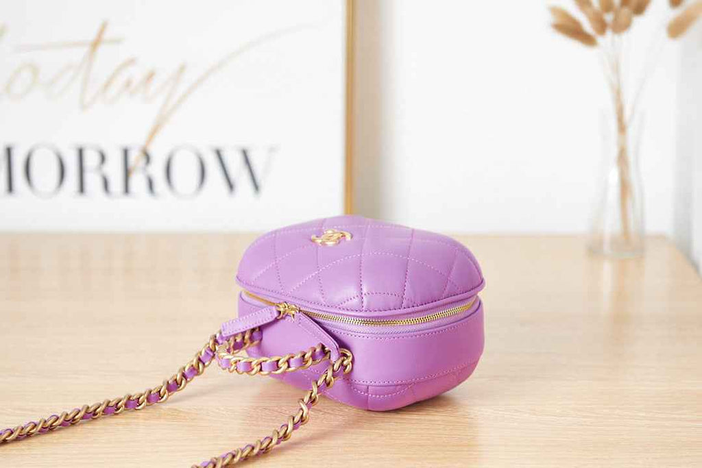 Chanel AS3066 Small Vanity Case Lambskin gold-tone metal Purple