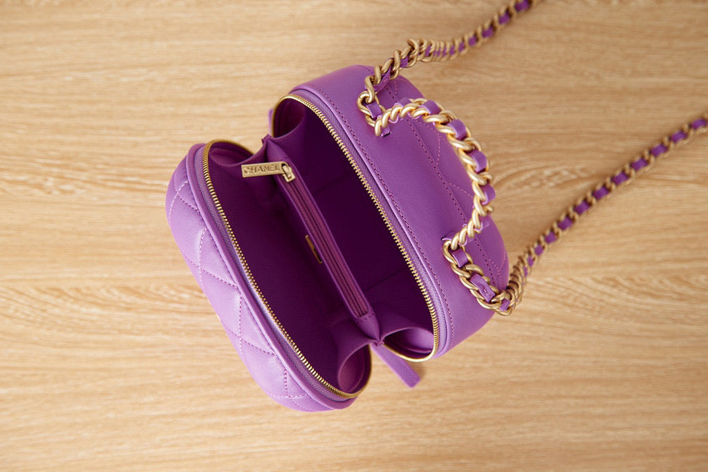 Chanel AS3066 Small Vanity Case Lambskin gold-tone metal Purple