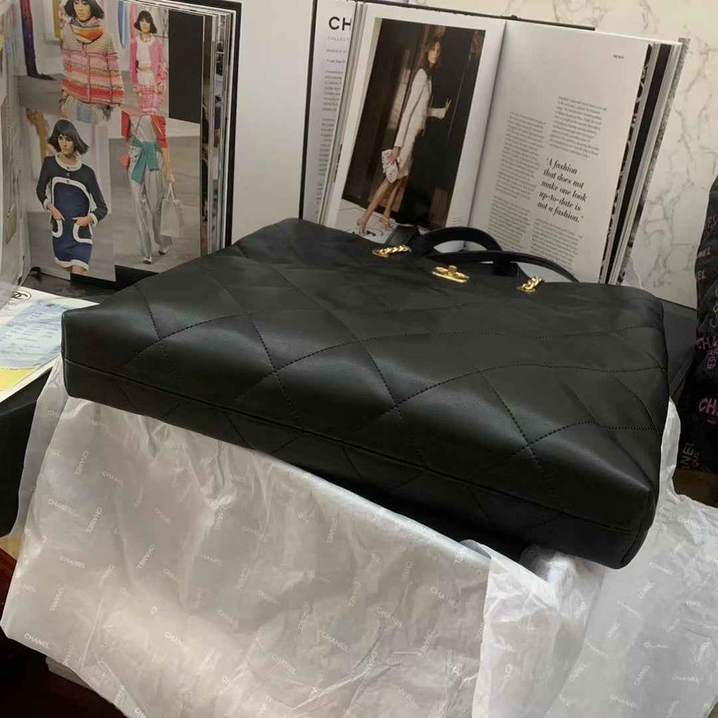 Chanel AS3128 Maxi Shopping Bag Calfskin In Black