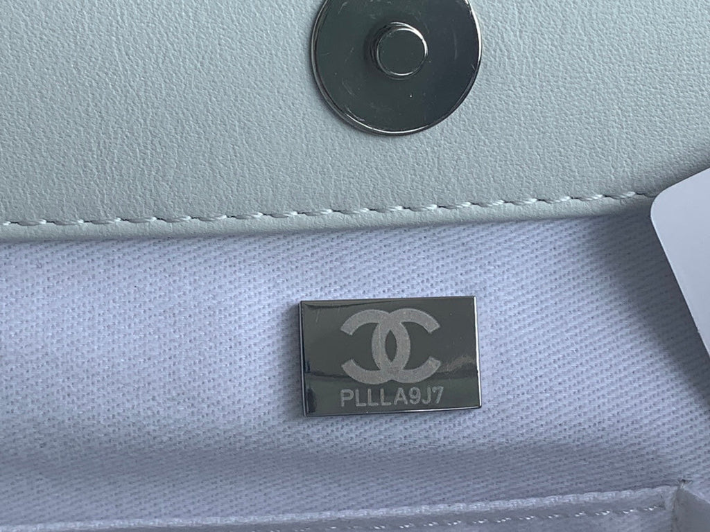 Chanel AS3128 Maxi Shopping Tote Bag Calfskin In White Silver