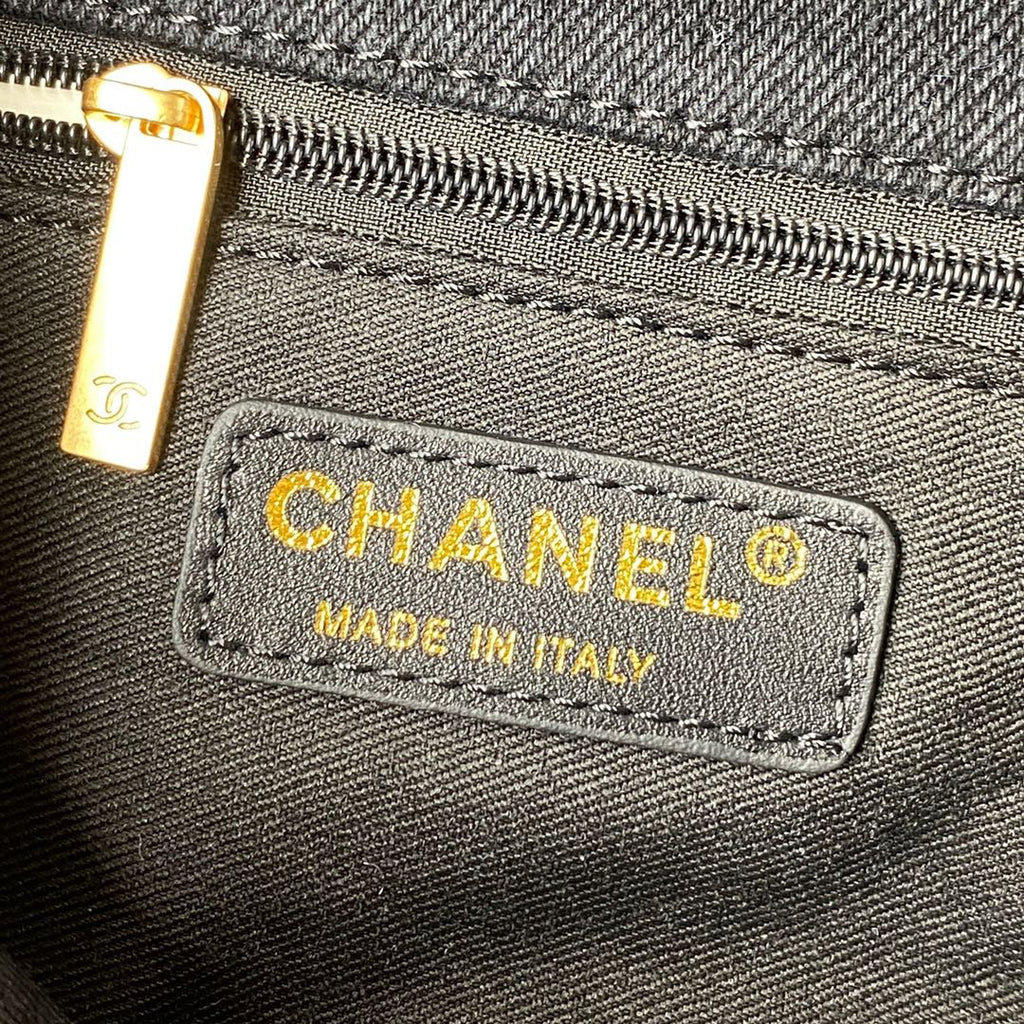 Chanel AS3134 Small Flap Bag Printed denim gold-tone metal Black