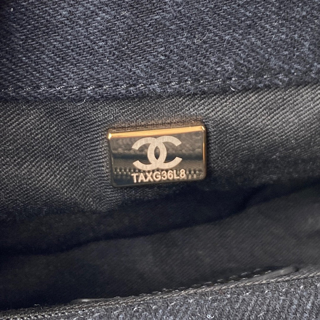 Chanel AS3134 Small Flap Bag Printed denim gold-tone metal Black