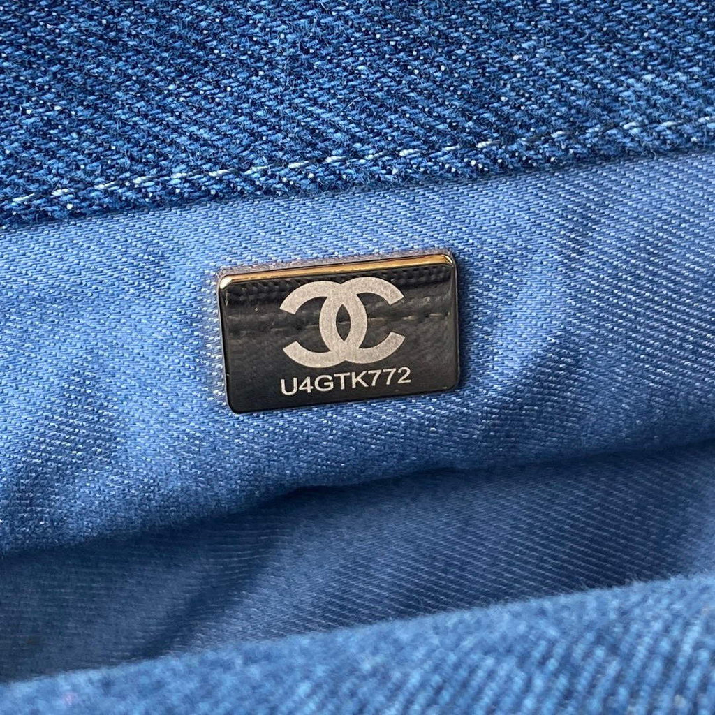 Chanel AS3134 Small Flap Bag Printed denim gold-tone metal Blue
