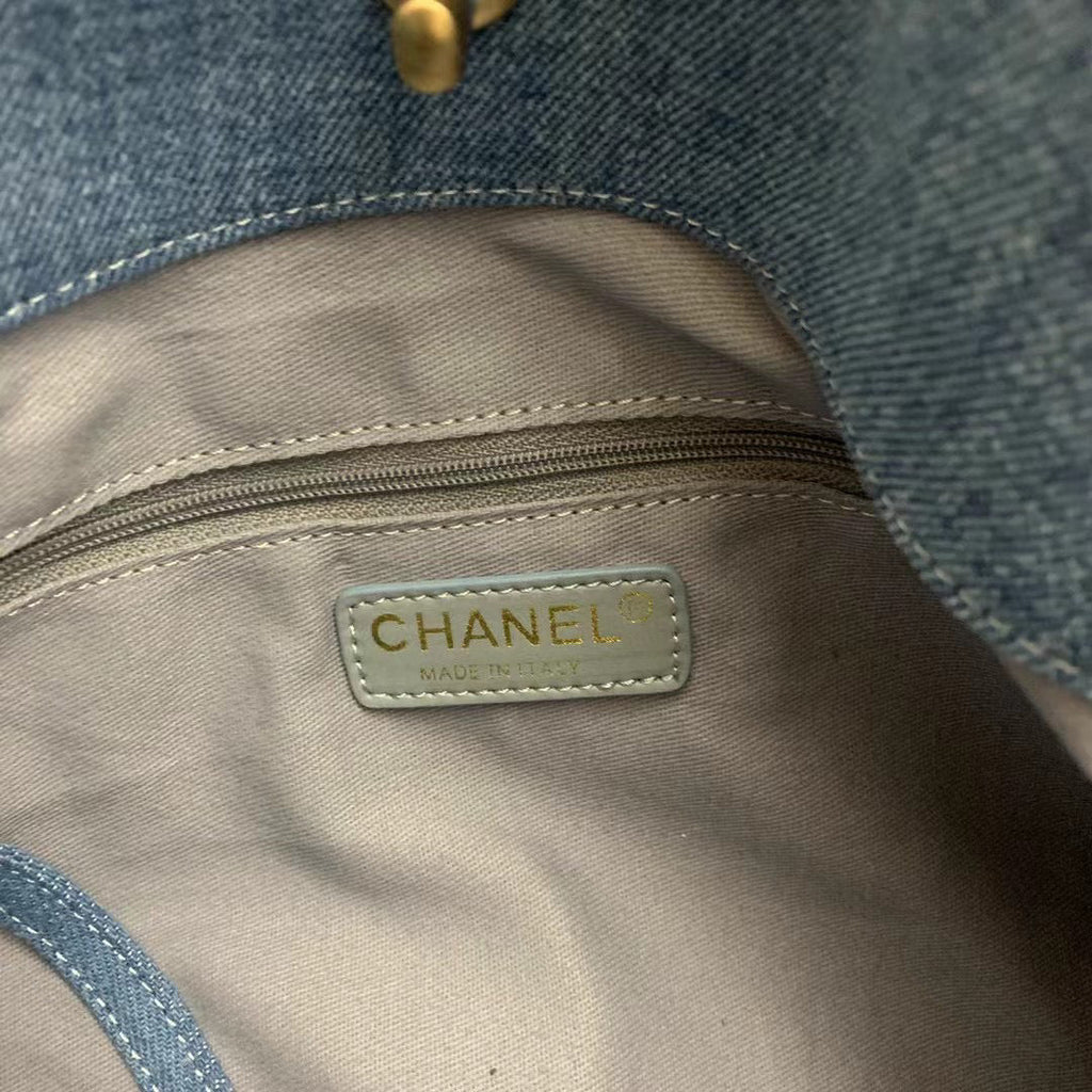 Chanel AS3156 Maxi Hobo Bag Printed denim gold-tone metal Blue