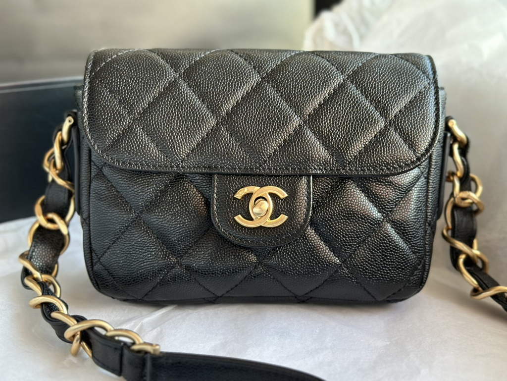 Chanel AS3181 Mini Flap Bag Grained calfskin Black