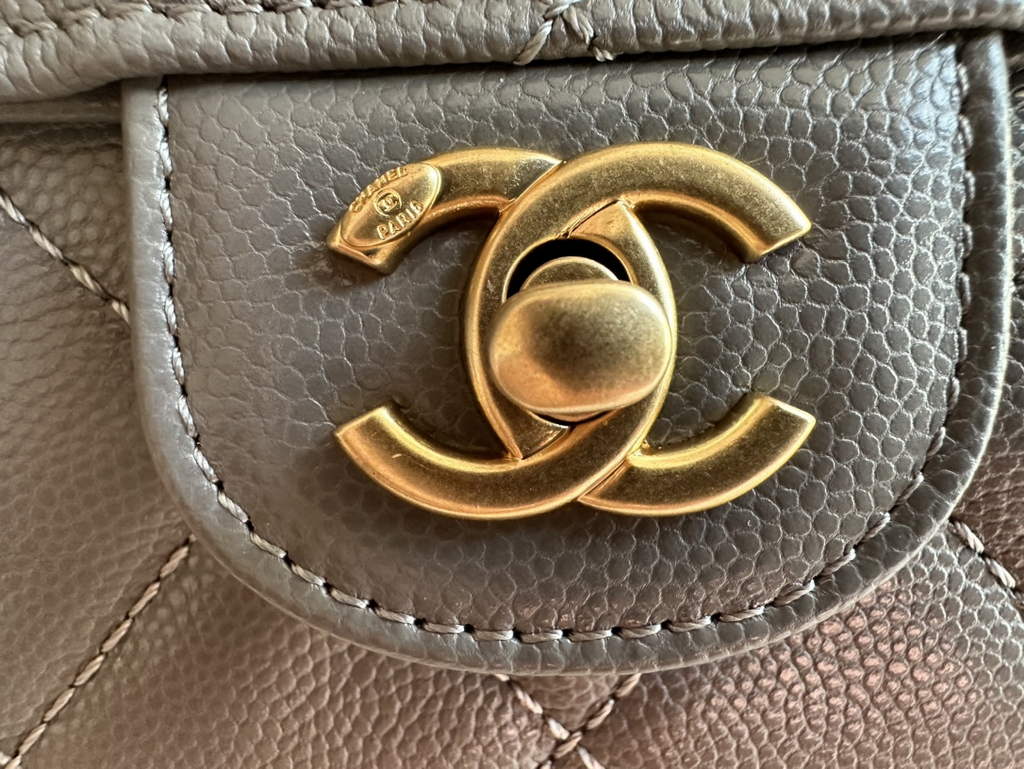 Chanel AS3181 Mini Flap Bag Grained calfskin Gray