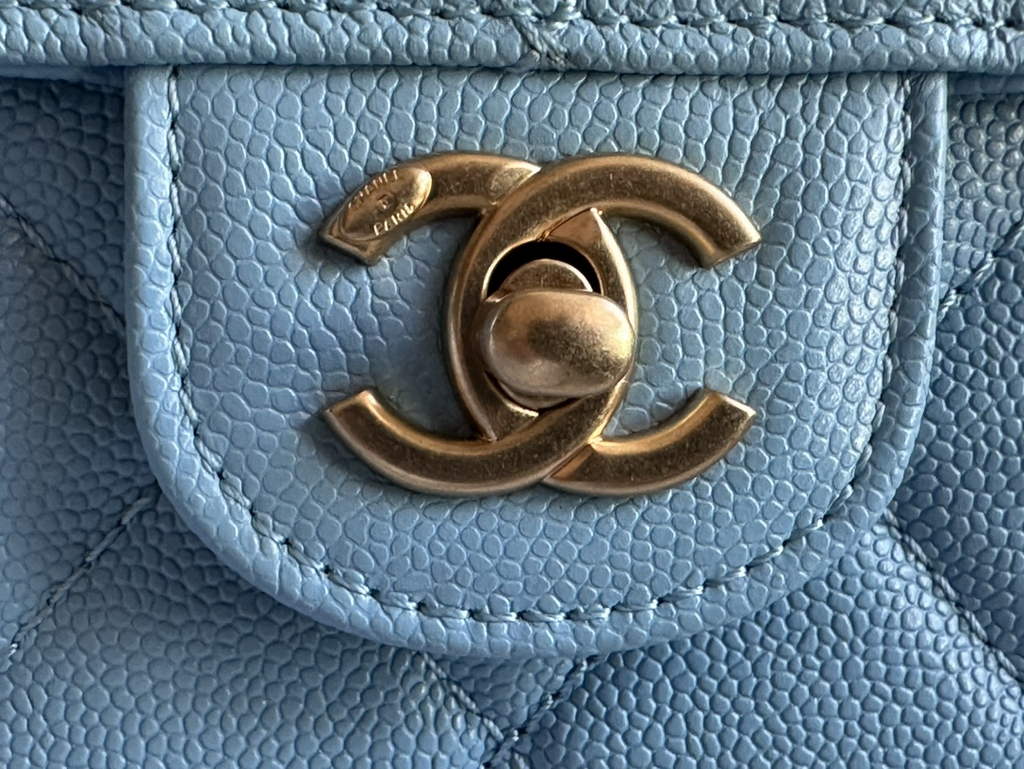 Chanel AS3181 Mini Flap Bag Grained calfskin Blue