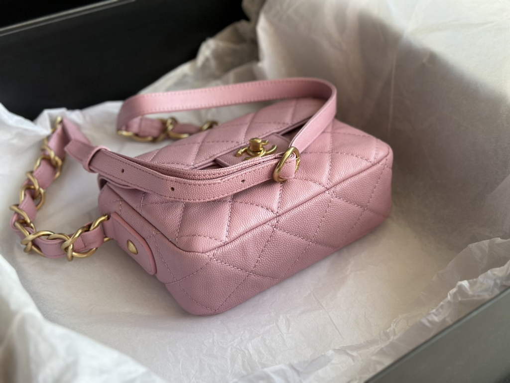 Chanel AS3181 Mini Flap Bag Grained calfskin Pink