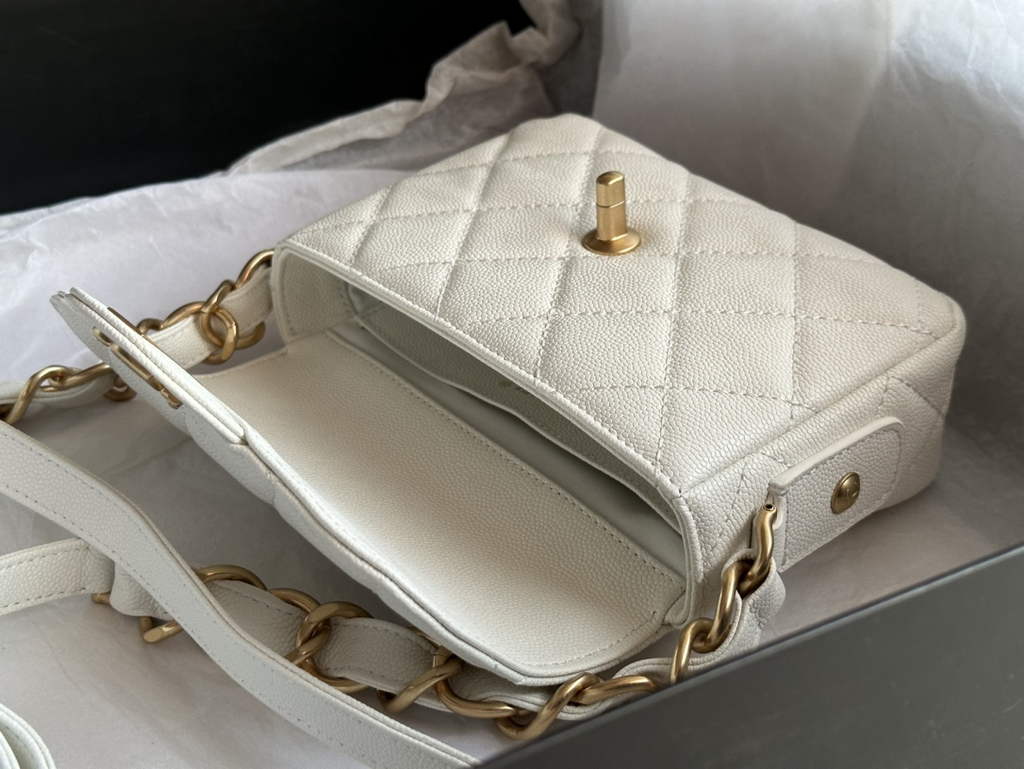 Chanel AS3181 Mini Flap Bag Grained calfskin White
