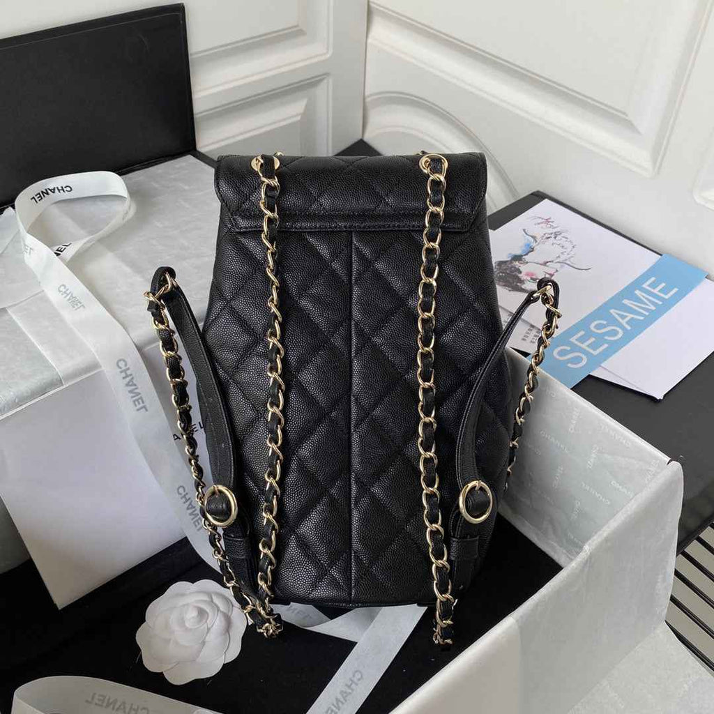 Chanel AS3200 Backpack Calfskin Black Gold