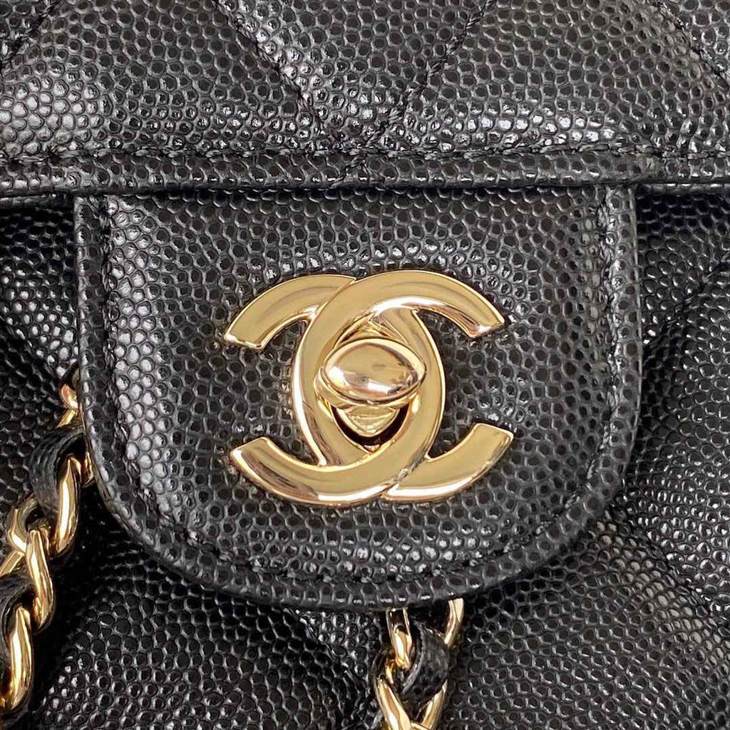 Chanel AS3200 Backpack Calfskin Black Gold