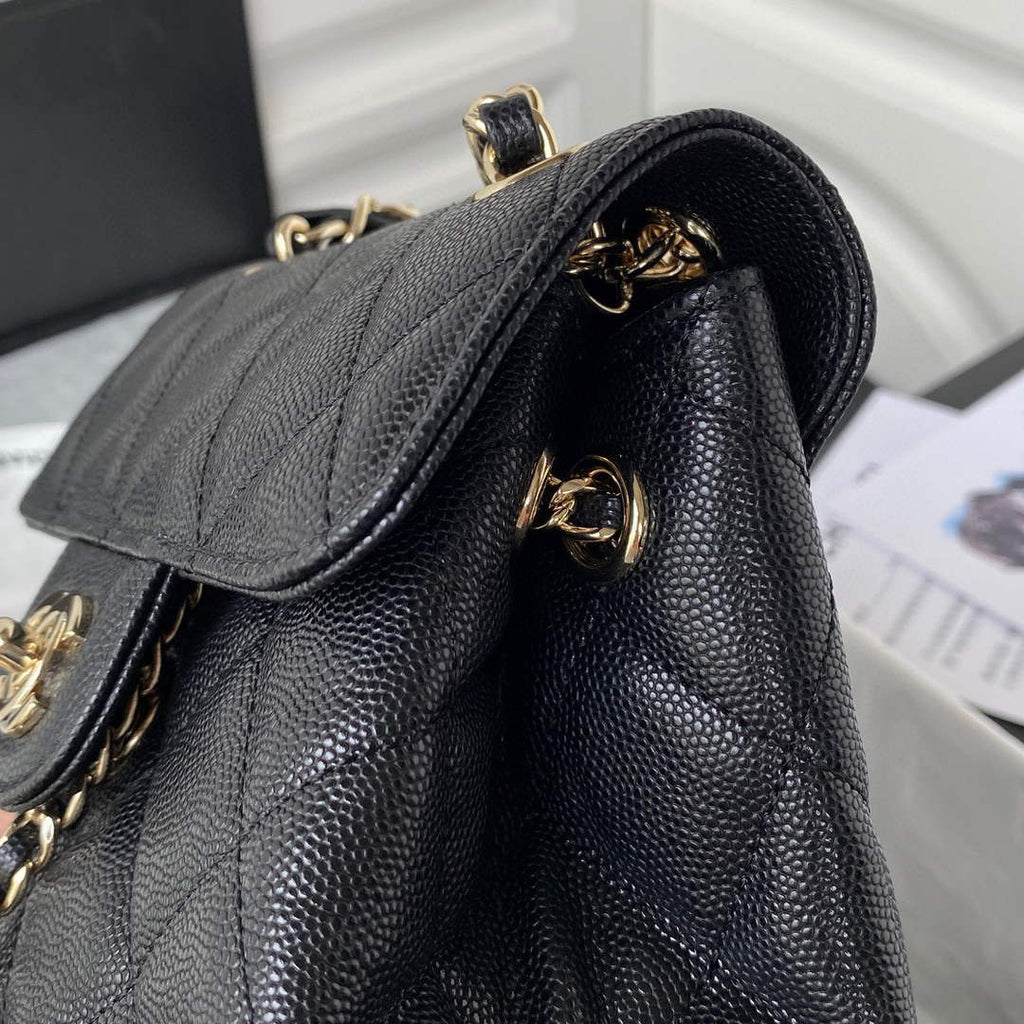 Chanel AS3200 Backpack Calfskin Black Gold