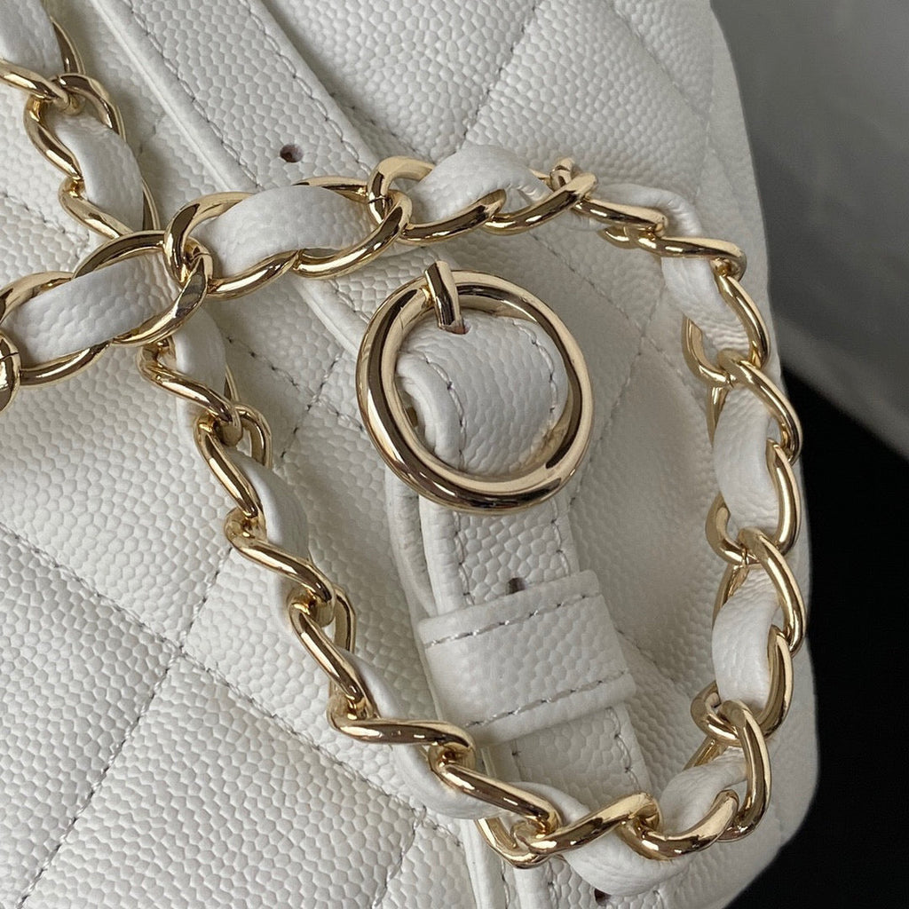 Chanel AS3200 Backpack Calfskin White Gold