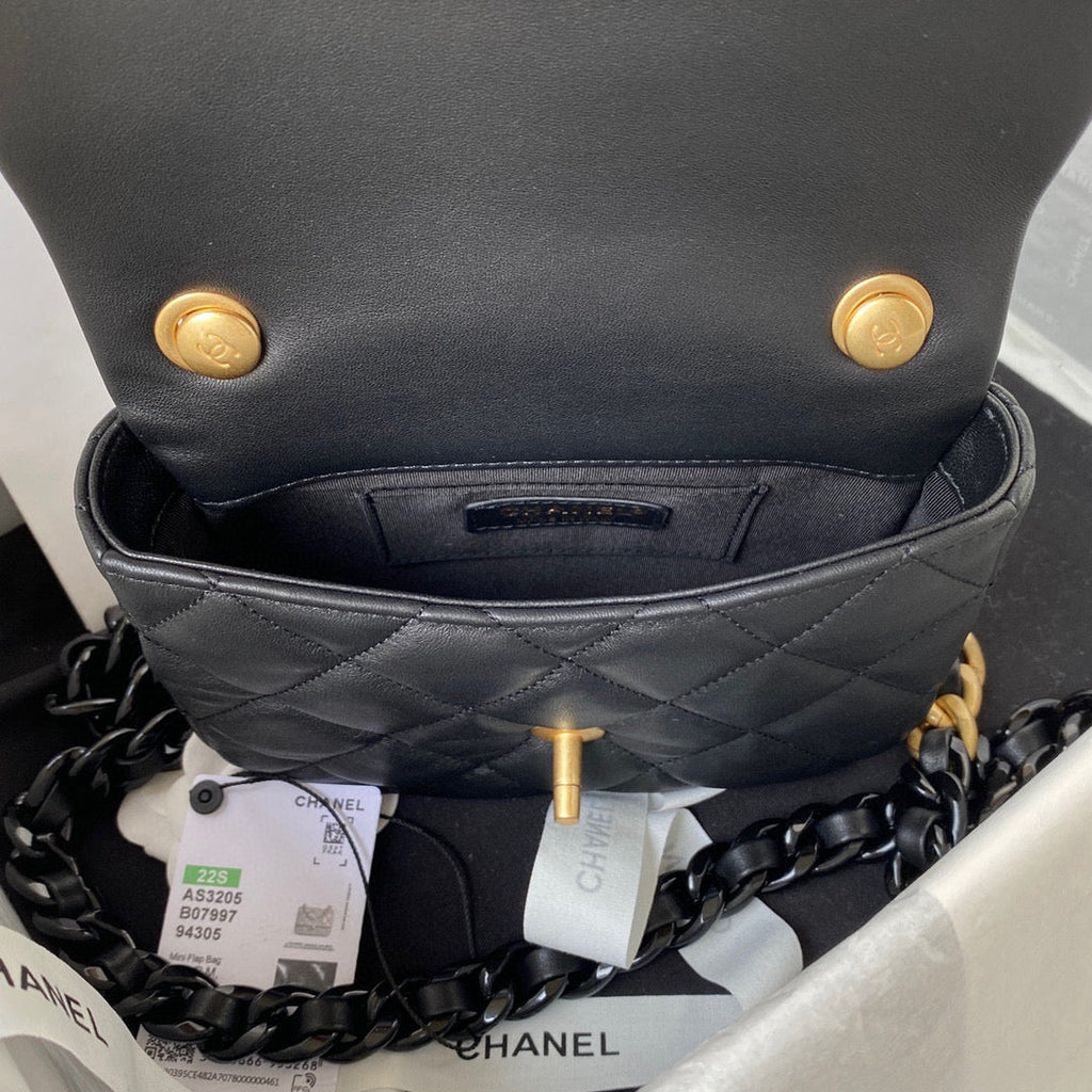 Chanel AS3205 Mini Flap Bag Lambskin Gold-Tone Metal Black