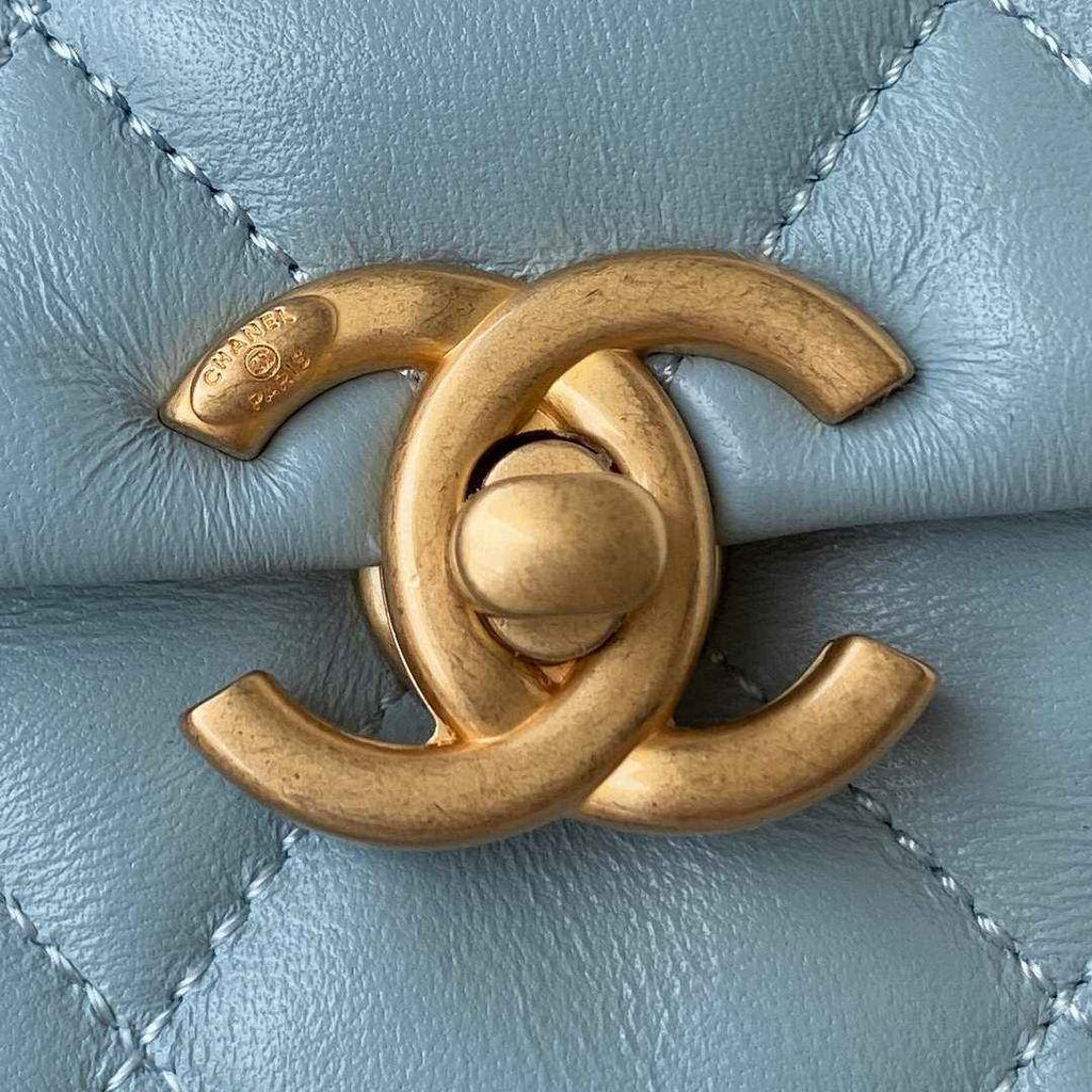 Chanel AS3205 Mini Flap Bag Lambskin Gold-Tone Metal Blue