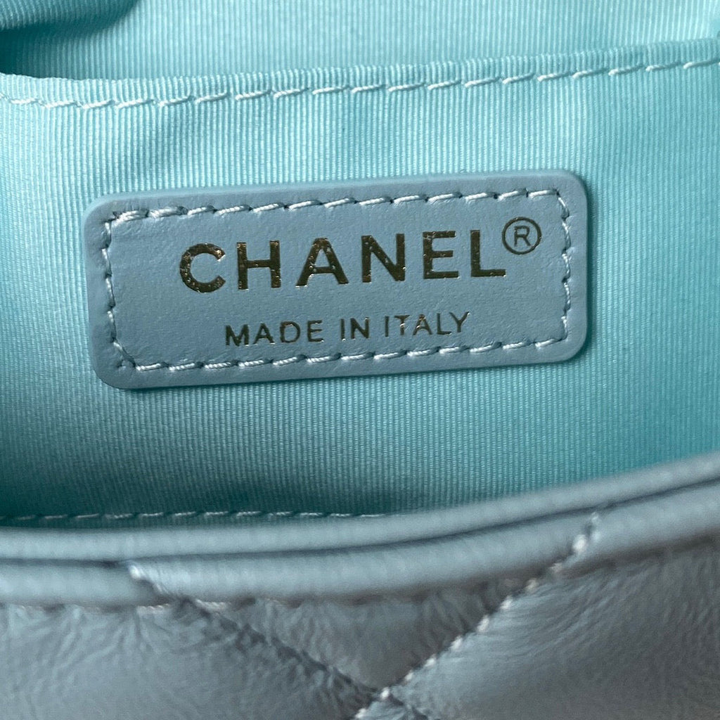 Chanel AS3205 Mini Flap Bag Lambskin Gold-Tone Metal Blue