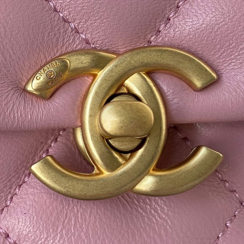 Chanel AS3205 Mini Flap Bag Lambskin Gold-Tone Metal Pink