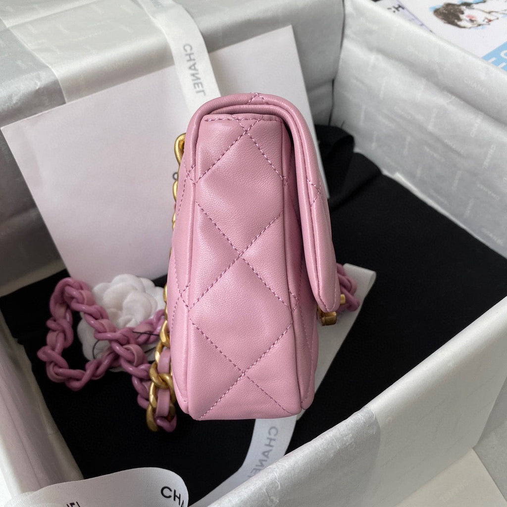 Chanel AS3205 Mini Flap Bag Lambskin Gold-Tone Metal Pink