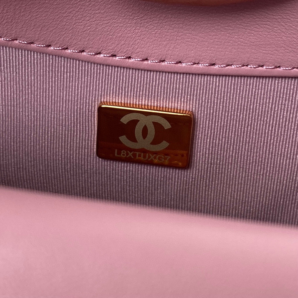 Chanel AS3205 Mini Flap Bag Lambskin Gold-Tone Metal Pink