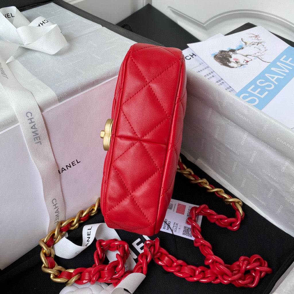 Chanel AS3205 Mini Flap Bag Lambskin Gold-Tone Metal Red