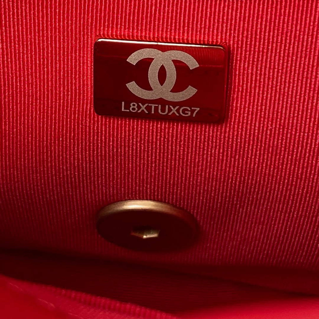 Chanel AS3205 Mini Flap Bag Lambskin Gold-Tone Metal Red
