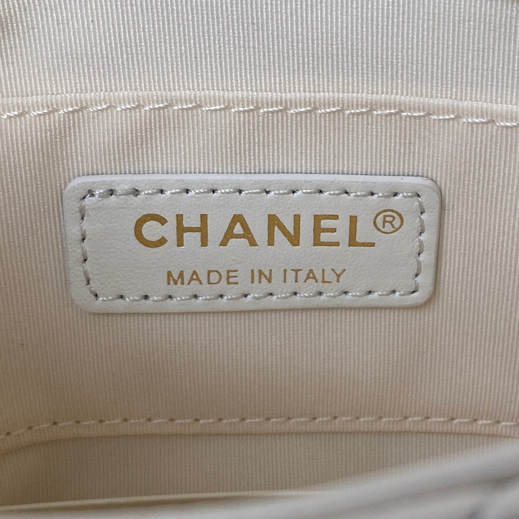 Chanel AS3205 Mini Flap Bag Lambskin Gold-Tone Metal White