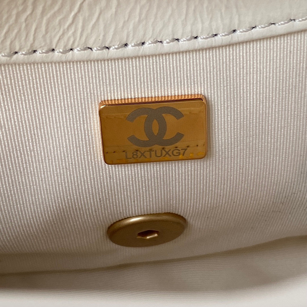 Chanel AS3205 Mini Flap Bag Lambskin Gold-Tone Metal White