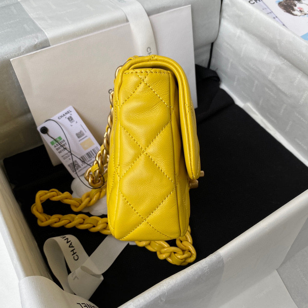 Chanel AS3205 Mini Flap Bag Lambskin Gold-Tone Metal Yellow