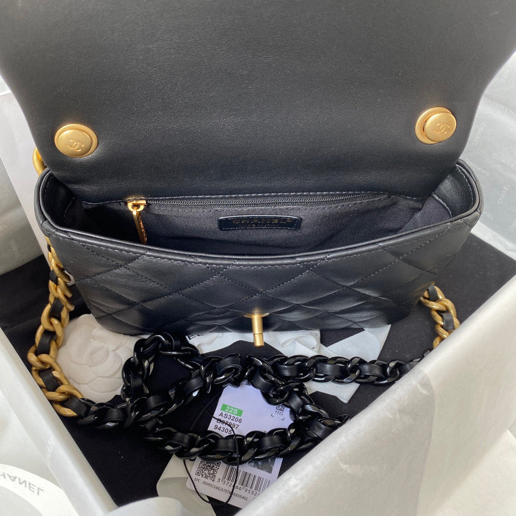 Chanel AS3206 Small Flap Bag Lambskin Gold-Tone Metal Black