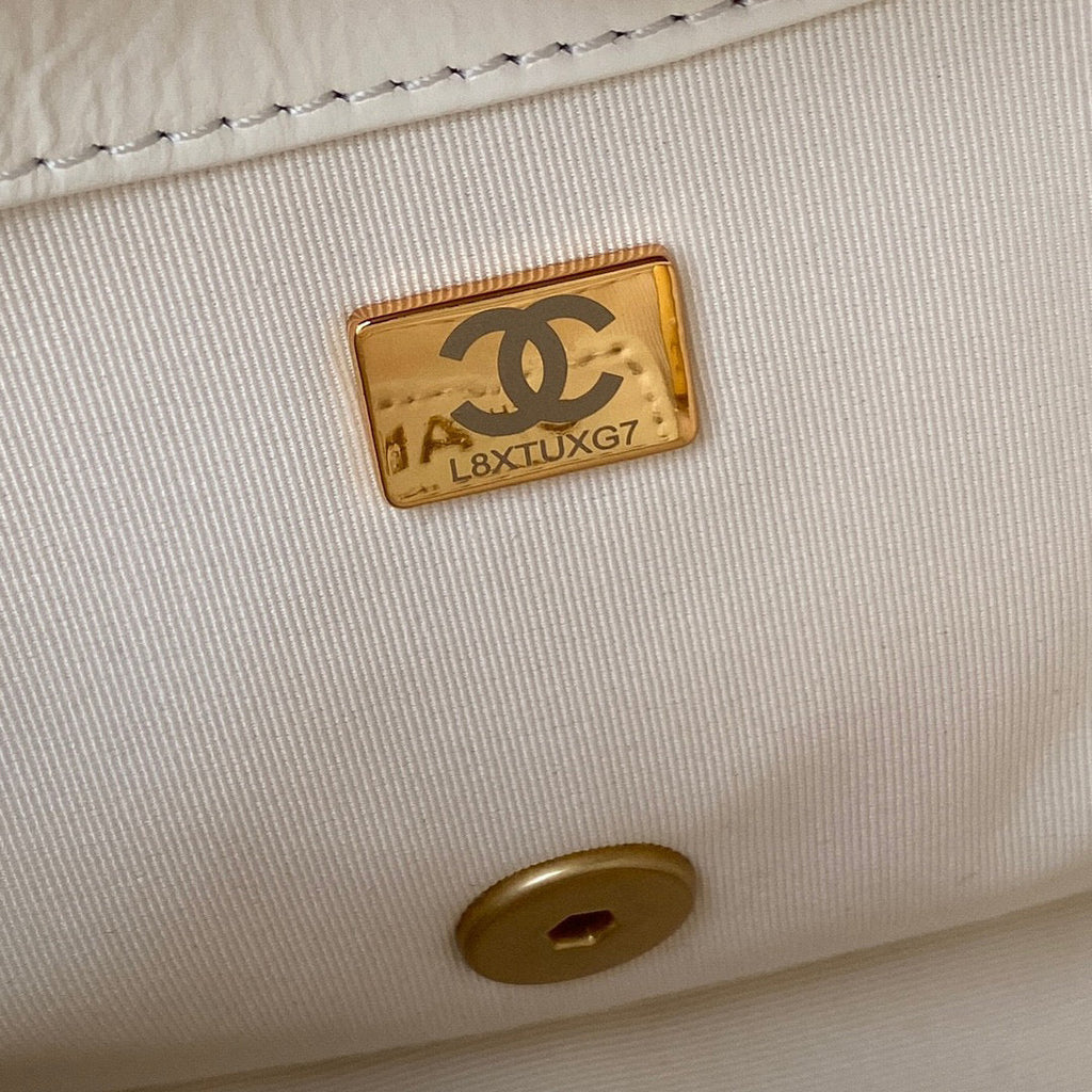 Chanel AS3206 Small Flap Bag Lambskin Gold-Tone Metal White