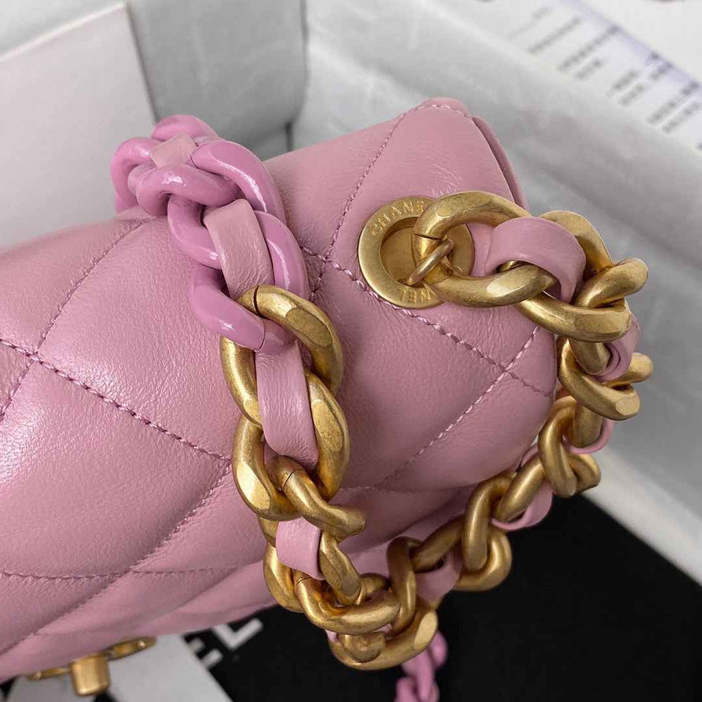 Chanel AS3206 Small Flap Bag Lambskin Gold-Tone Metal Pink