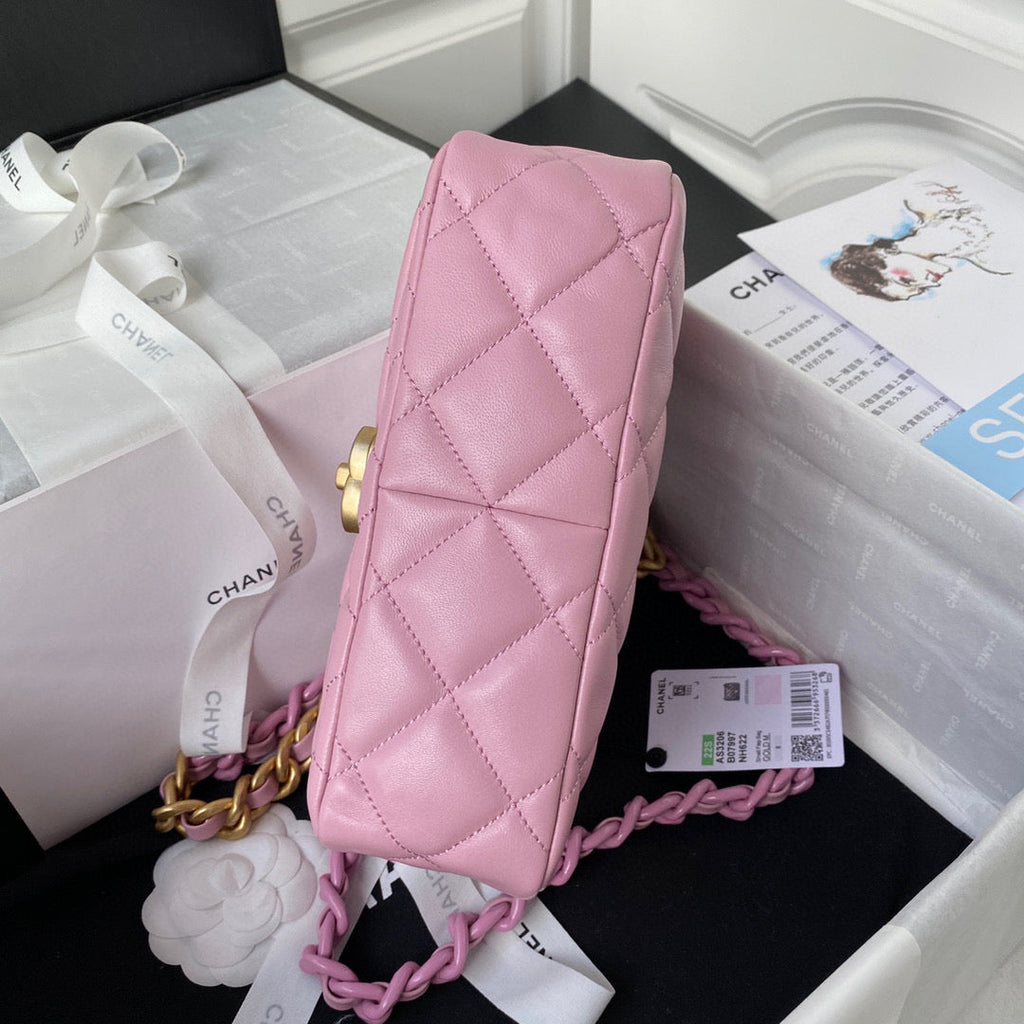 Chanel AS3206 Small Flap Bag Lambskin Gold-Tone Metal Pink