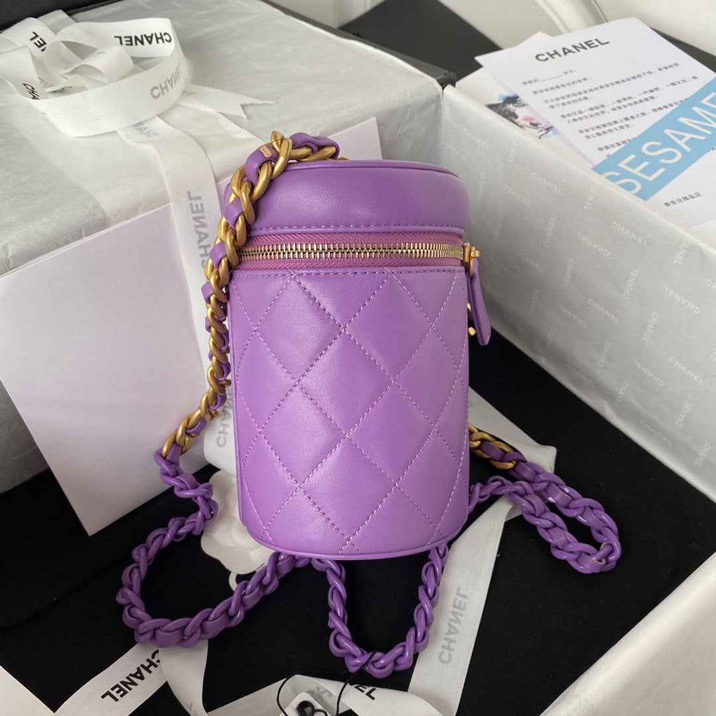 Chanel AS3210 Small Vanity Case Lambskin gold-tone Purple