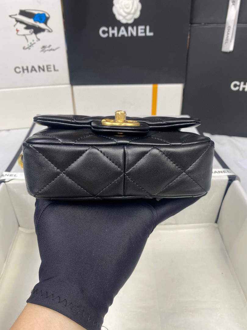 Chanel AS3213 Mini Flap Bag Lambskin Gold-Tone Metal Black