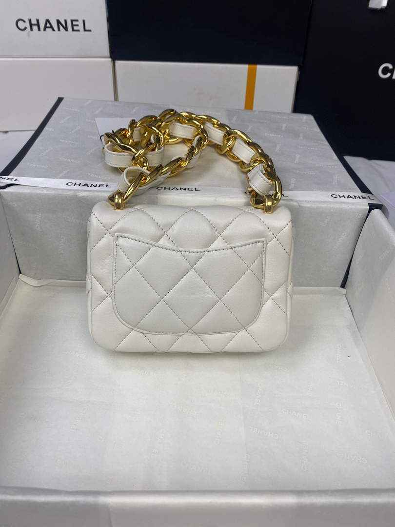 Chanel AS3213 Mini Flap Bag Lambskin Gold-Tone Metal Beige