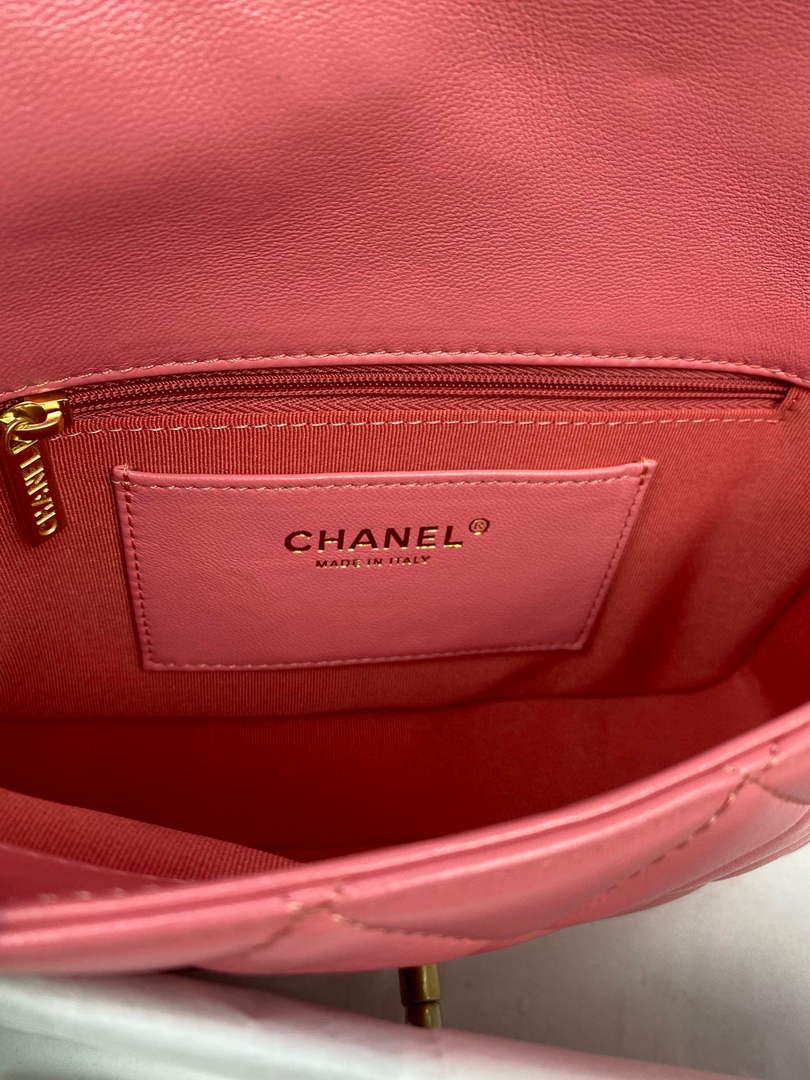Chanel AS3213 Mini Flap Bag Lambskin Gold-Tone Metal Pink