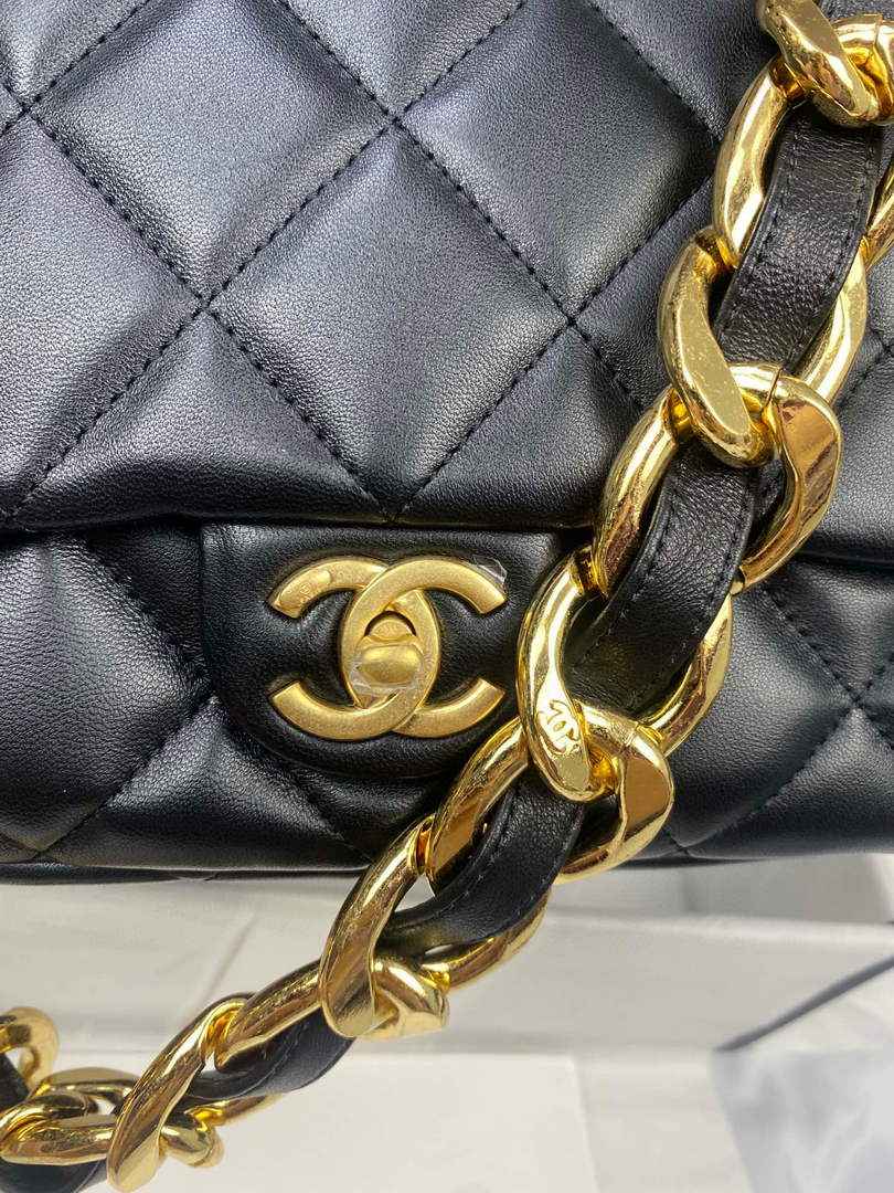Chanel AS3214 Small Flap Bag Lambskin Gold-Tone Metal Black