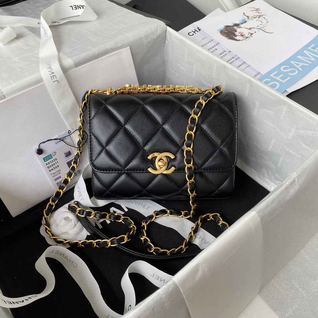 Chanel AS3239 Mini Flap Bag Lambskin Black