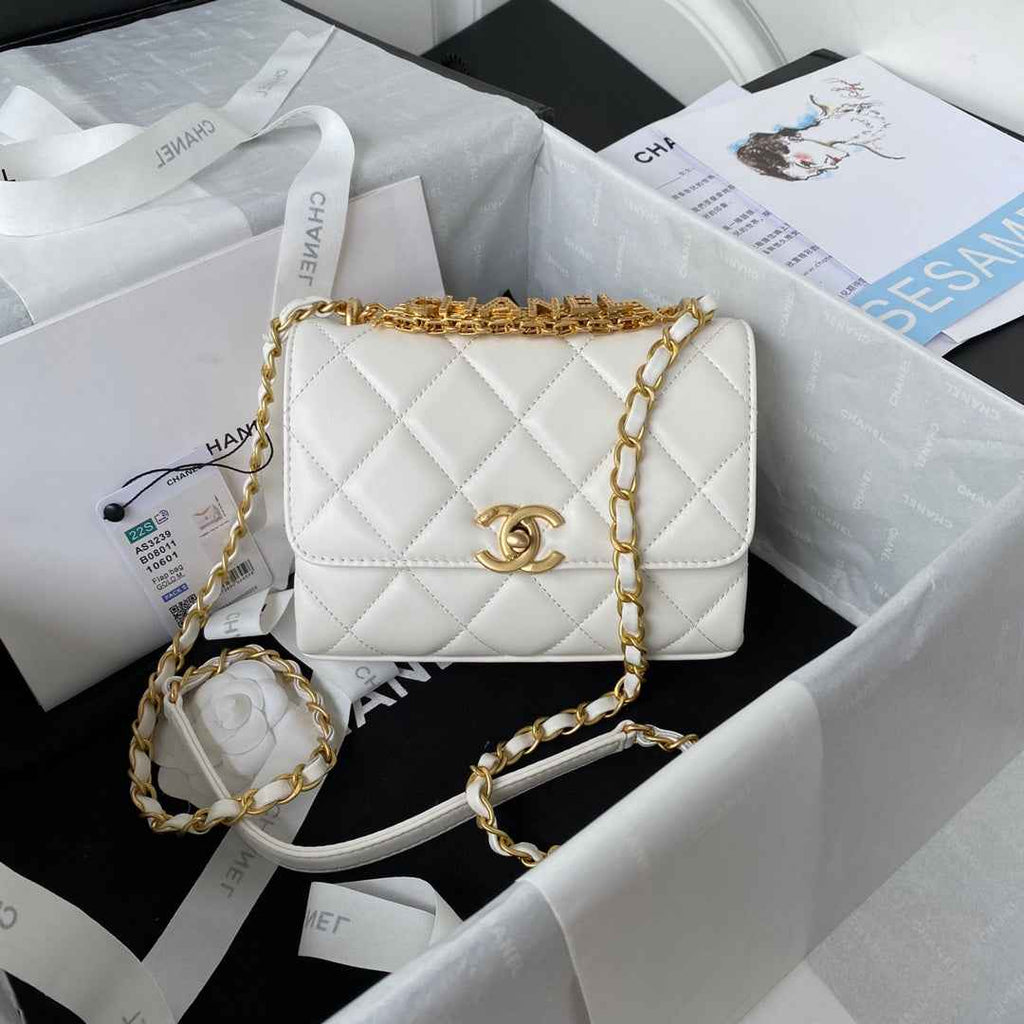 Chanel AS3239 Mini Flap Bag Lambskin white