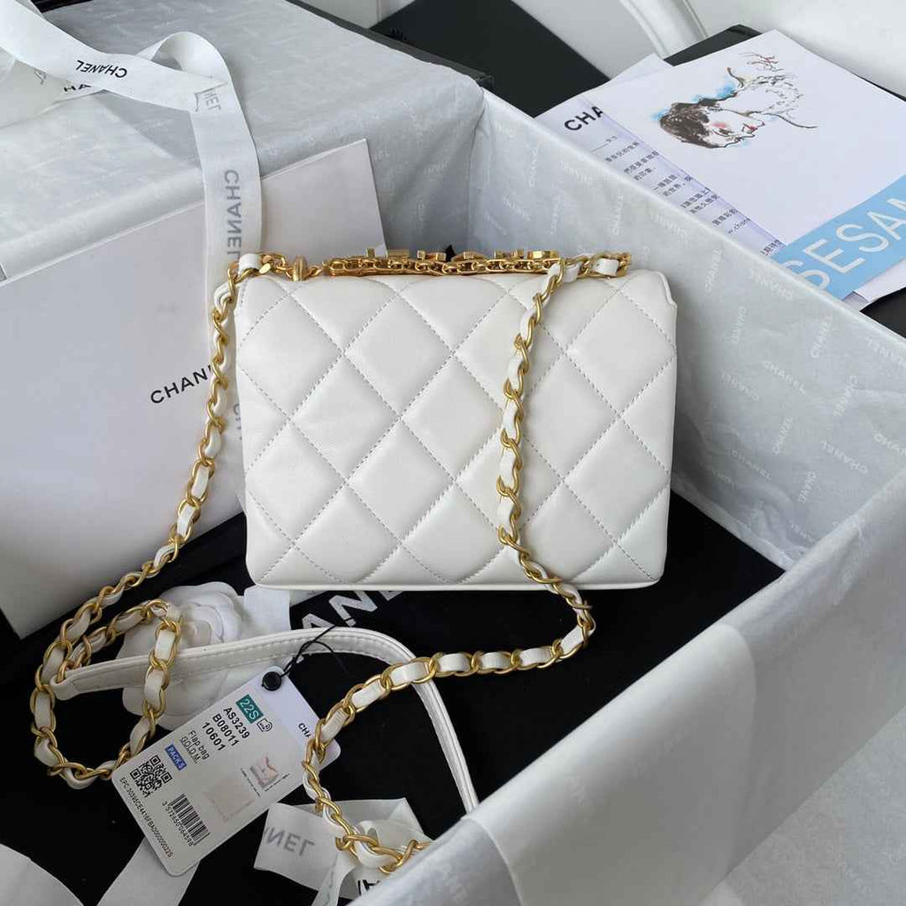 Chanel AS3239 Mini Flap Bag Lambskin white