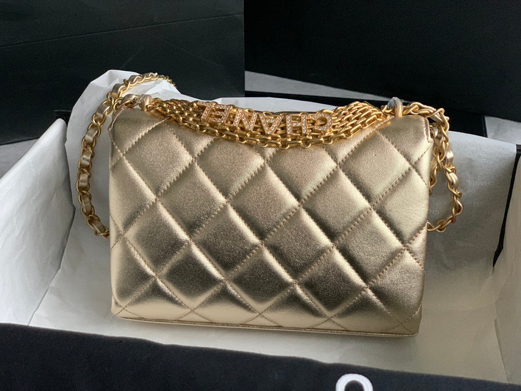 Chanel AS3240 Small Flap Bag Lambskin Gold