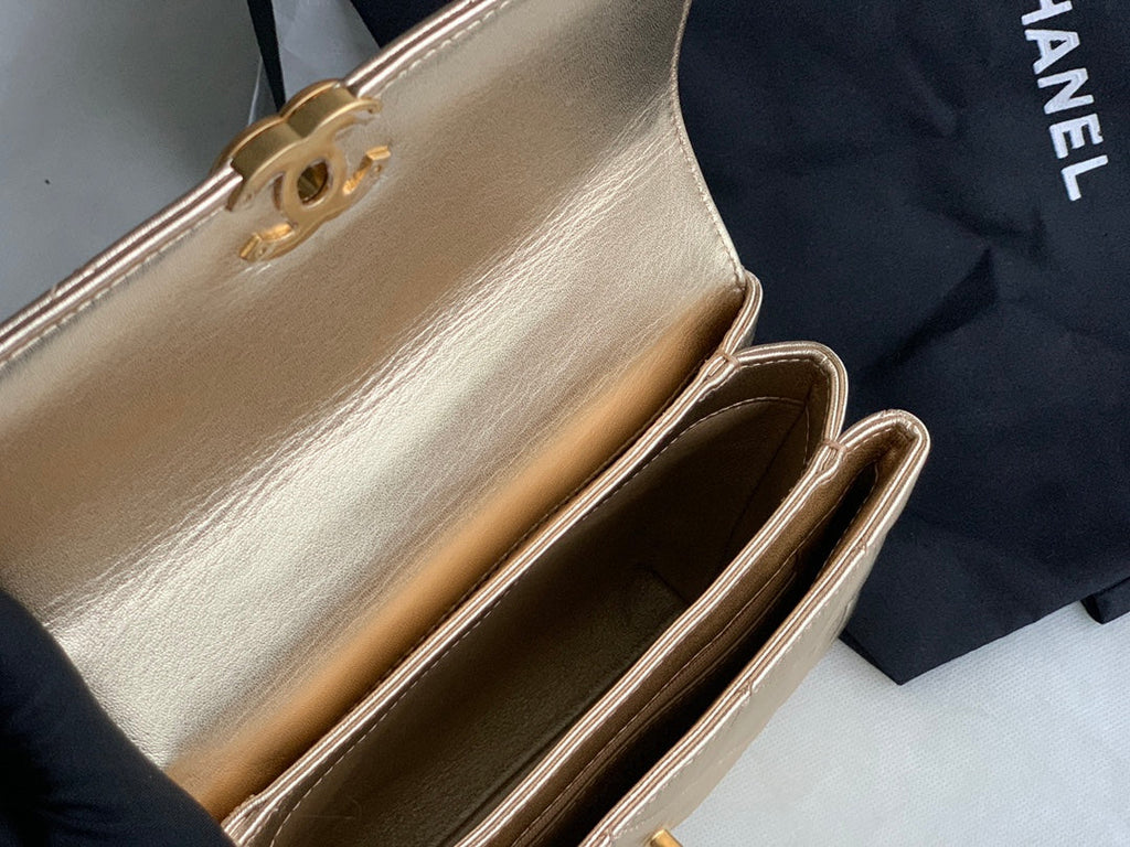 Chanel AS3240 Small Flap Bag Lambskin Gold