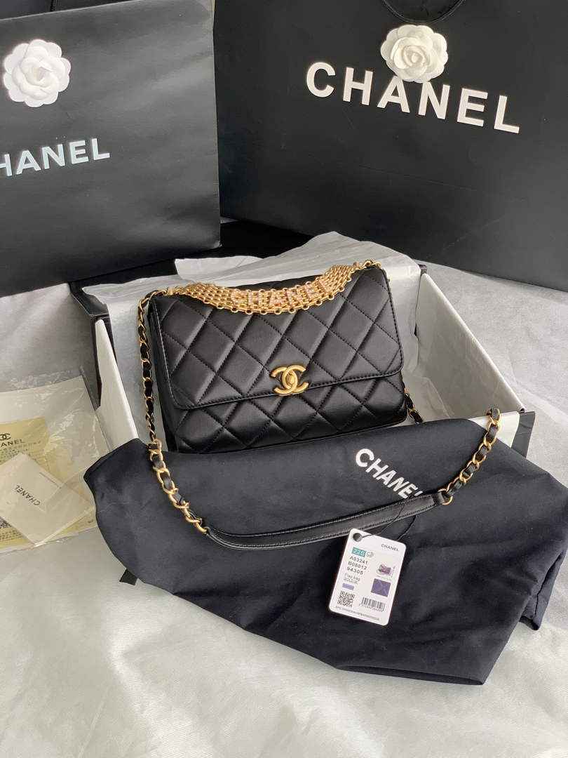 Chanel AS3241 Small Flap Bag Lambskin Black