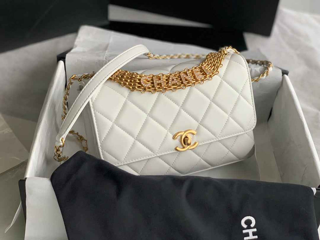 Chanel AS3241 Small Flap Bag Lambskin white