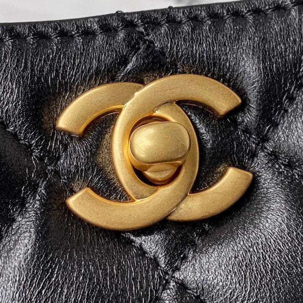 Chanel AS3259 Hobo Shoulder Lambskin Handbag Black