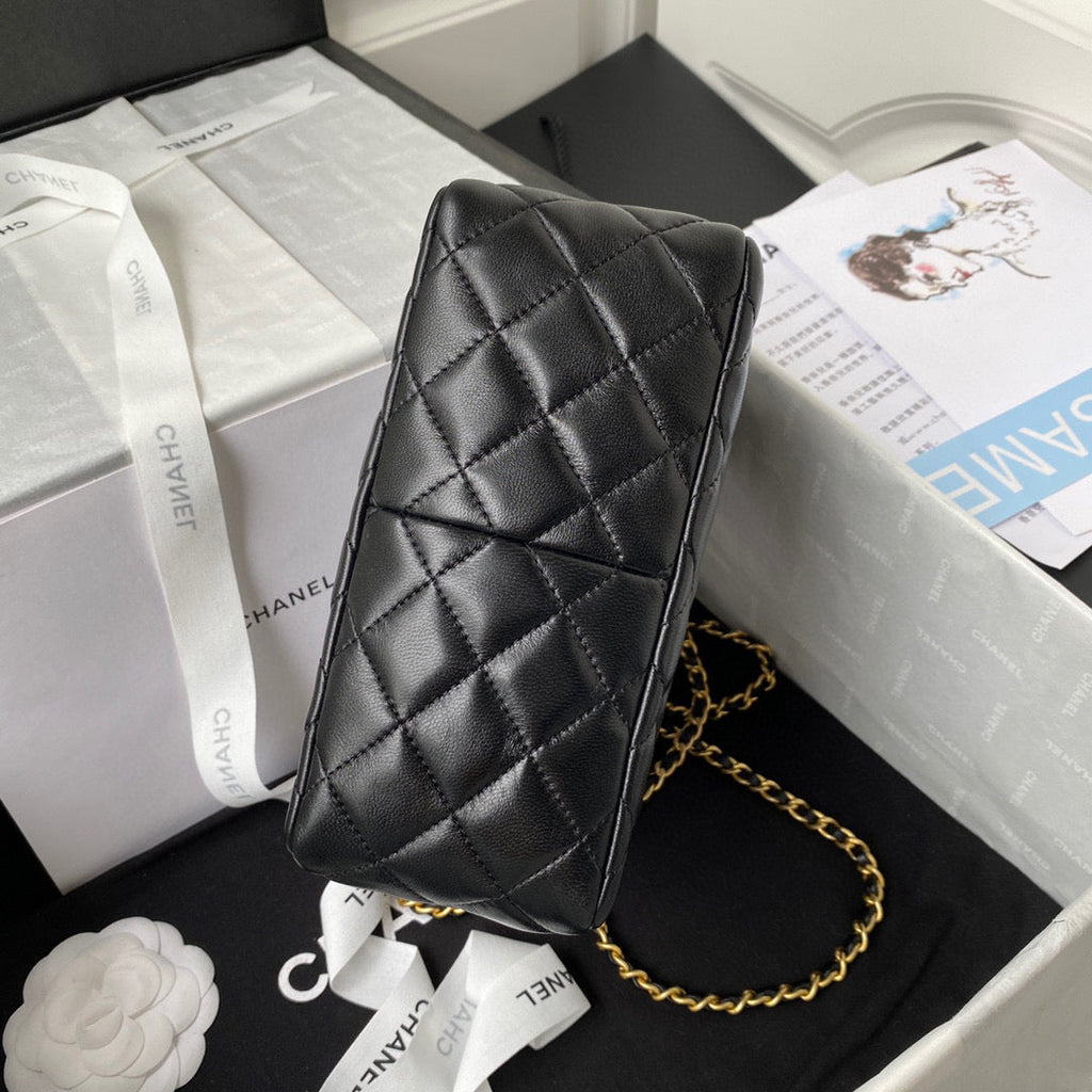 Chanel AS3259 Hobo Shoulder Lambskin Handbag Black