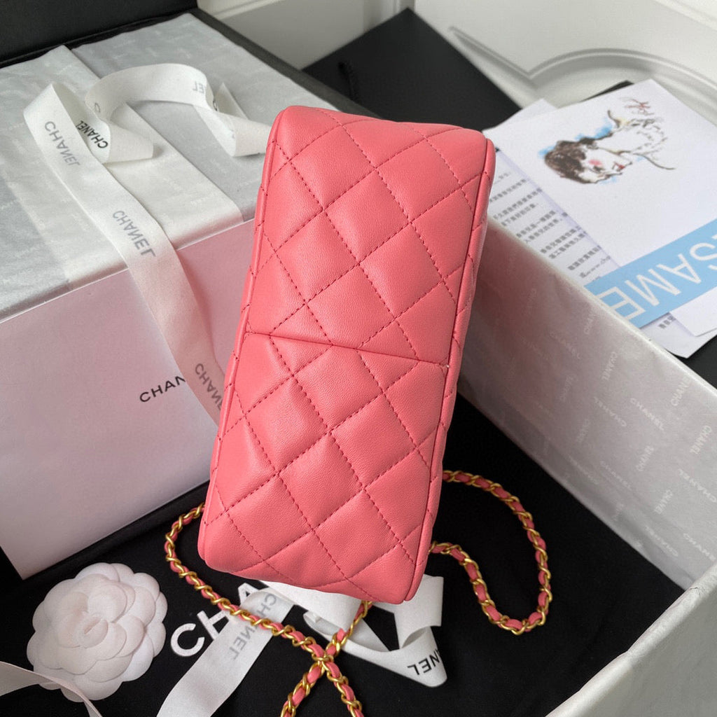 Chanel AS3259 Hobo Shoulder Lambskin Handbag Pink