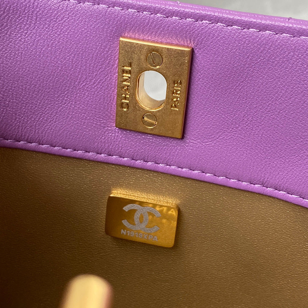 Chanel AS3259 Hobo Shoulder Lambskin Handbag Purple