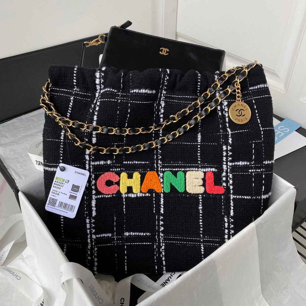 Chanel AS3261 22 Handbag Gold-Tone Metal Black