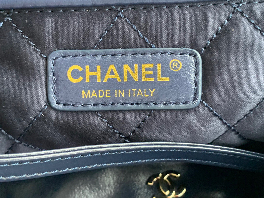 Chanel AS3261 22 Handbag Gold-Tone Metal Blue Logo white